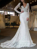 Fully Beaded Long Sleeve Mermaid Wedding Dresses Backless VW1429
