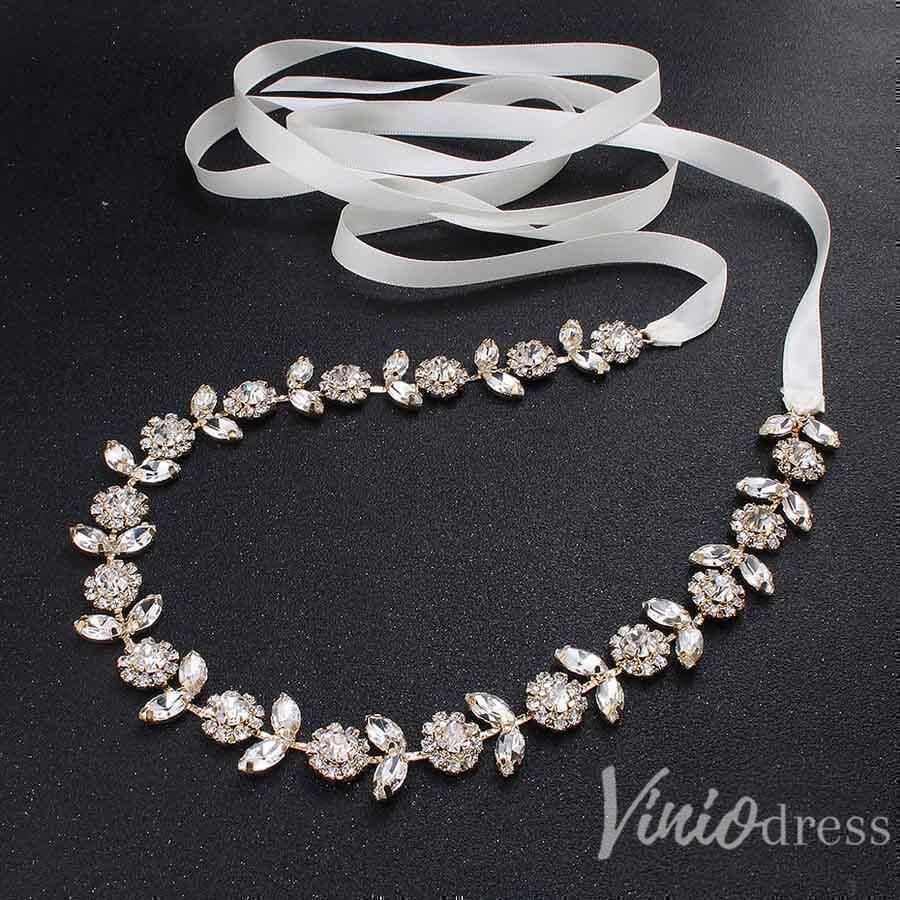 Glittering Rhinestone Bridal Sashes Viniodress AC1090-Sashes & Belts-Viniodress-Gold-Viniodress