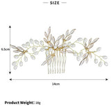 Gold Bridal Comb with Pearl AC1059-Headpieces-Viniodress-Gold-Viniodress