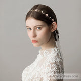 Gold Bridal Headband with Tiny Flowers Viniodress ACC1093-Headpieces-Viniodress-Gold-Viniodress