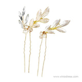 Gold Crystals Pearls Hairpins and Combs Viniodress ACC1134-Headpieces-Viniodress-Hairpins-Viniodress