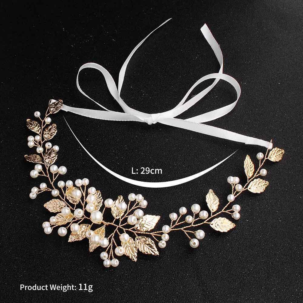 Gold Leaf Headband and Sash for Bride AC1070-Headpieces-Viniodress-Headband-Viniodress