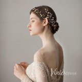 Gold Leaves Crystal Petals Bridal Headband Viniodress ACC1106-Headpieces-Viniodress-Gold-Viniodress
