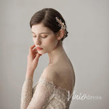 Gold Sprig Bridal Comb with Crystals and Pearls Viniodress ACC1108-Headpieces-Viniodress-Gold-Viniodress