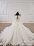 Haute Couture Lace Ball Gown Wedding Dresses with Long Sleeves VW1689