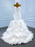 Haute Couture Ruffle Mermaid Wedding Dresses Strapless Rosette Dress 67221