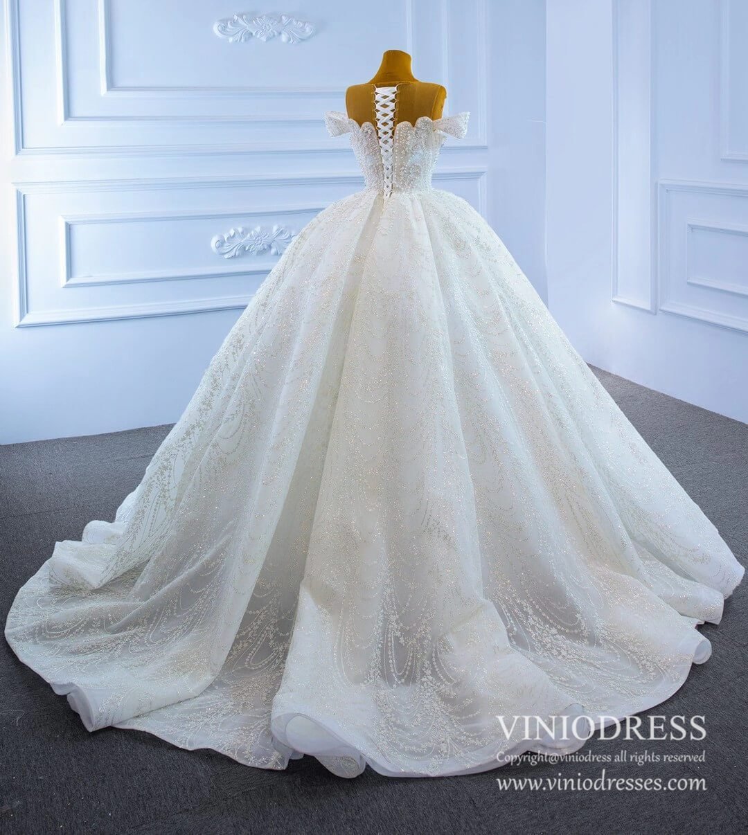 Haute Couture Sparkly Pearl Beaded Wedding Dresses 67239-wedding dresses 2025 -Viniodress-Ivory-Custom Size-