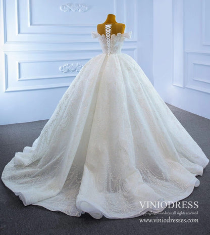 Haute Couture Sparkly Pearl Beaded Wedding Dresses 67239-wedding dresses 2025 -Viniodress-Ivory-Custom Size-