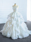 Ivory Ball Gown Wedding Dresses Beaded Bridal Dress FD1096