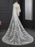 Lace Appliqued Cathedral Veil with Blusher Viniodress-Veils-Viniodress-Ivory-Viniodress