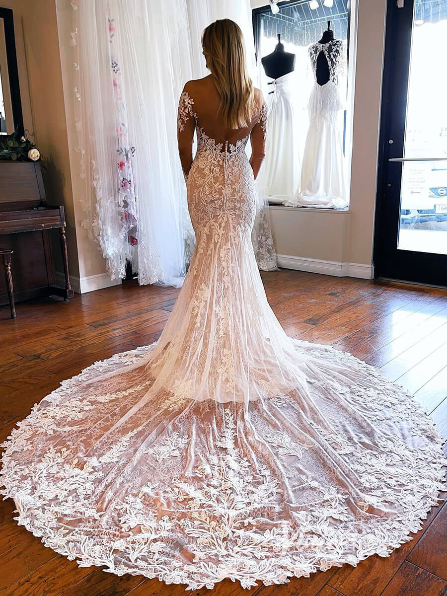 Lace Appliquéd Mermaid Wedding Dress