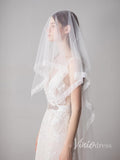 Lace Hemline Ivory Tulle Wedding Veils ACC1051-Veils-Viniodress-Ivory-Viniodress