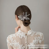 Laurel Leaf Crystal Bridal Hair Clip Viniodress AC1127-Headpieces-Viniodress-Silver-Viniodress