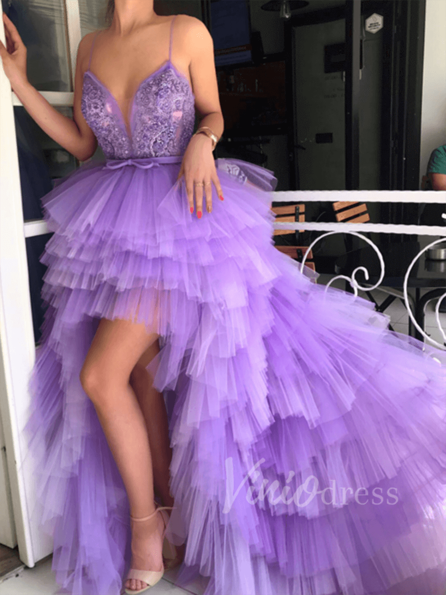 Lavender Haute Couture Prom Dresses Spaghetti Strap FD1531-prom dresses-Viniodress-Lavender-Custom Size-Viniodress