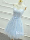 Light Blue Lace Homecoming Dresses Graduation Dress SD1092