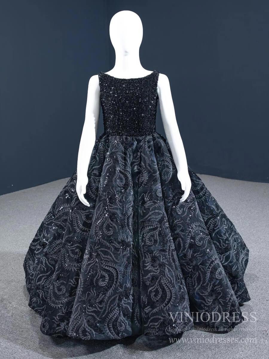 Little Girls Prom Dresses Black Pageant Gown FD1126C-Girls Prom Dresses-Viniodress-As Picture-Custom Size-Viniodress