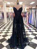 Long Black Lace Prom Dresses Lace-up Back FD2550