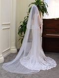 Long Cathedral Bridal Veil with Blusher Viniodress V690