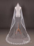 Long Lace Appliqued Bridal Blusher Veil Viniodress