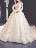 Long Sleeve Champagne Wedding Gowns Online VW1175