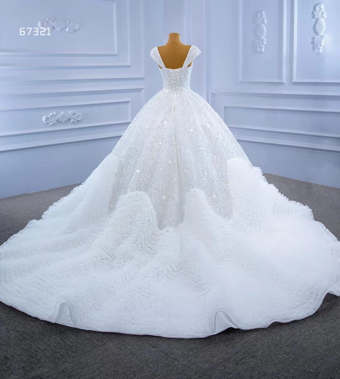 Luxury Beaded Dubai Wedding Gown Ruffled Wedding Dresses Viniodress-wedding dresses 2025 -Viniodress-As Picture-Custom Size-