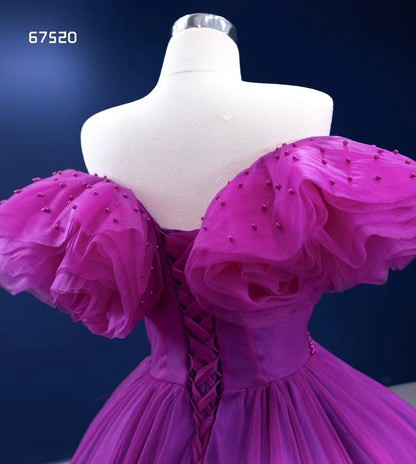 Magenta Cinderella Ball Gown Off the Shoulder Quince Dress 67520-Quinceanera Dresses 2025 -Viniodress-Magenta-Custom Size-