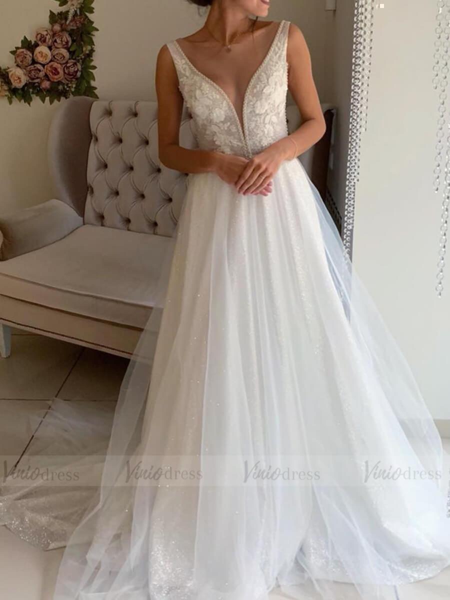 Mermaid Spaghetti Straps Rustic Wedding Dress Sparkly Bridal Dresses # –  selinadress