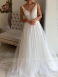 Magic Sparkly Wedding Dresses Beaded Floral Beach Wedding Dress VW1344
