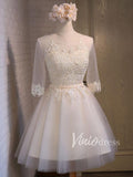 Modest Lace Homecoming Dresses with Sleeves SD1032-homecoming dresses-Viniodress-Champagne-Custom Size-Viniodress