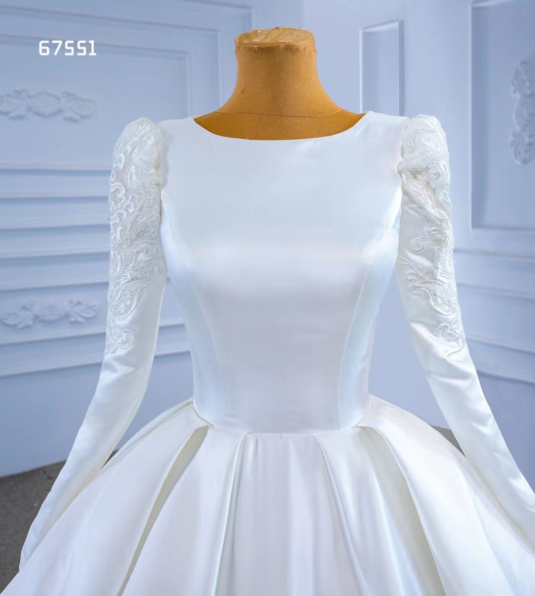 Modest Wedding Dresses Long Sleeve Ball Gown 67551-wedding dresses 2025 -Viniodress-Ivory-Custom Size-