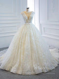 Modest Weding Dresses Pearl Beaded Cathedral Wedding Gowns VW1287