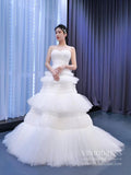 New Strapless Tulle Wedding Dresses Vintage Tulle Ball Gowns