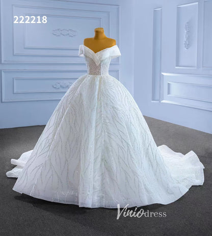 Off the Shoulder Ball Gown Wedding Dresses 222218-wedding dresses 2025 -Viniodress-Ivory-Custom Size-