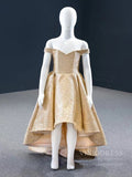 Off the Shoulder Gold Prom Dress for Little Girls FD1087C