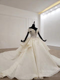 Off the Shoulder Haute Couture Wedding Dresses Beaded Modest Bridal Gown VW1594