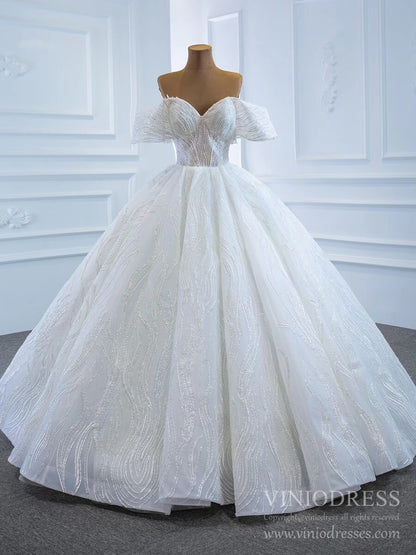 Off the Shoulder Lace Wedding Dresses Princess Ball Gown VW1797-wedding dresses 2025 -Viniodress-As Picture-Custom Size-