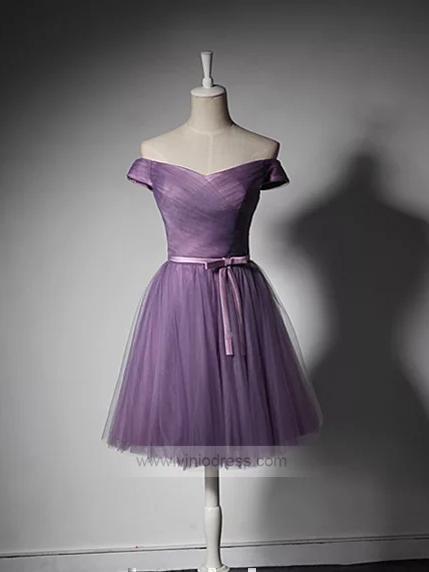 Off the Shoulder Purple Homecoming Dresses SD1078-homecoming dresses-Viniodress-Purple-Custom Size-Viniodress