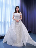Off the Shoulder Removable Overskirt Wedding Dresses 67336