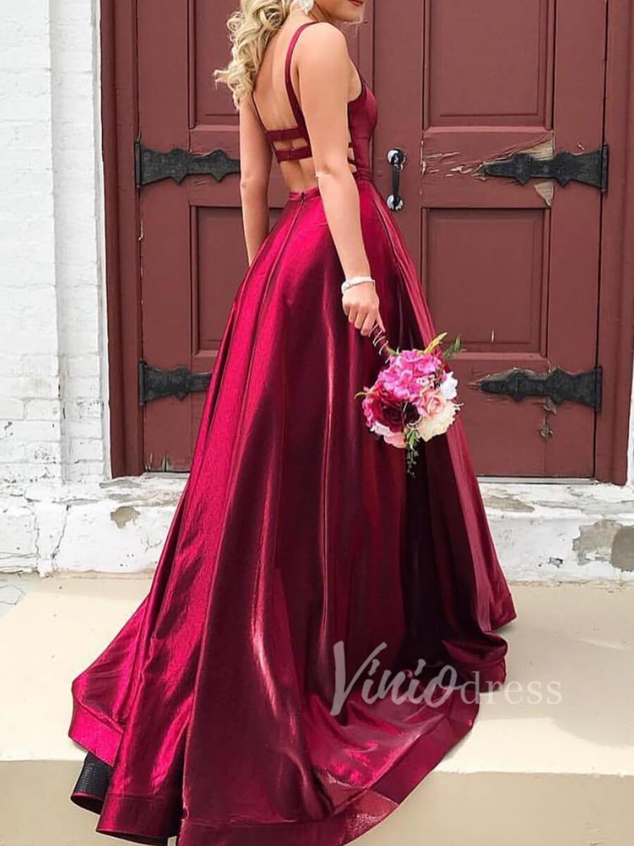 Open Back Simple Maroon Long Prom Dresses with Pockets FD1576-prom dresses-Viniodress-Burgundy-Custom Size-Viniodress