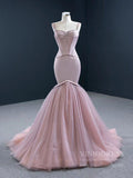 Pale Move Mermaid Prom Dresses Wide Strap Wedding Dress FD2423