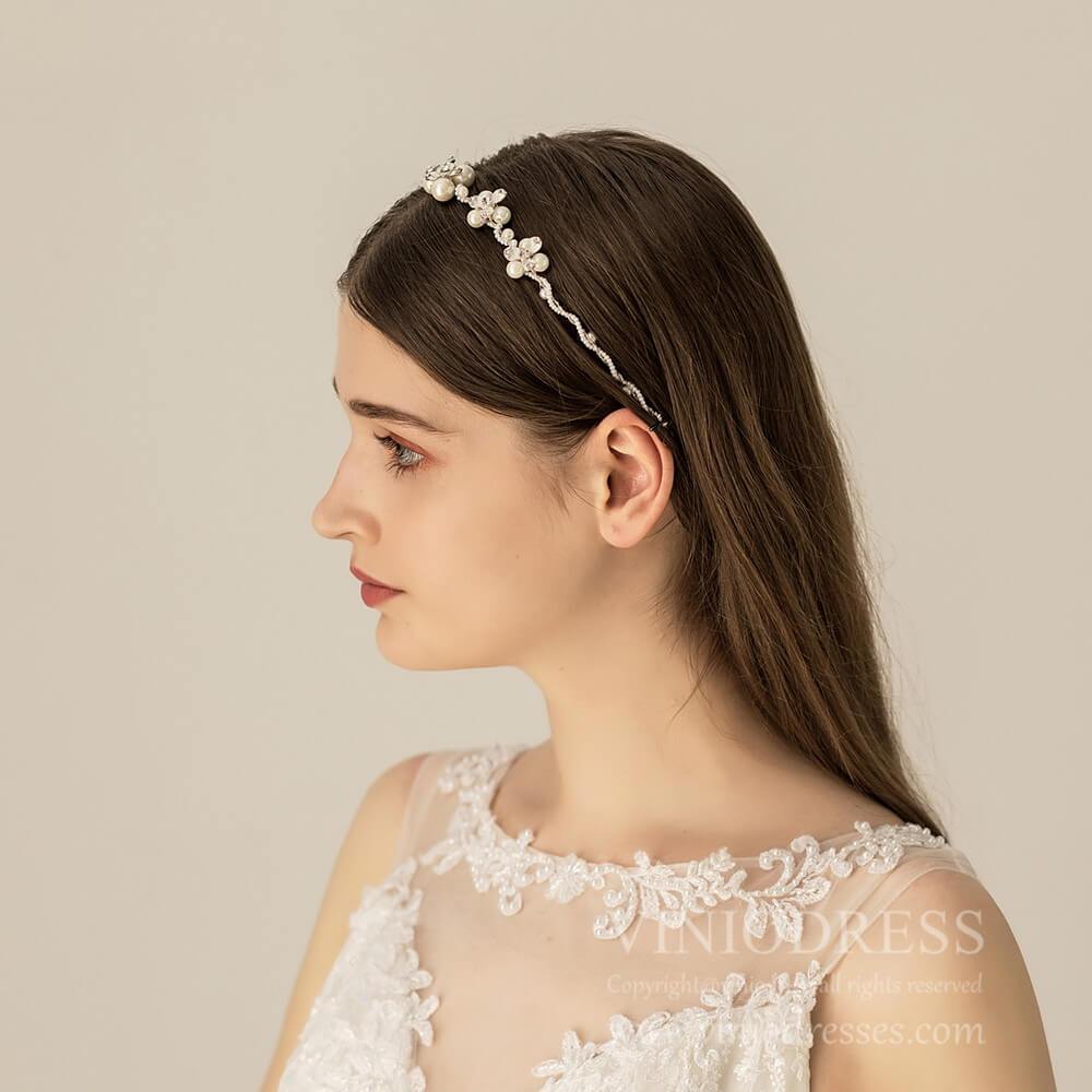 Pearl Blossom Bridal Headband AC1099-Headpieces-Viniodress-Headband-Viniodress