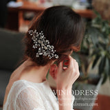 Pearl and Crystal Spray Bridal Comb AC1080-Headpieces-Viniodress-Silver-Viniodress