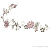 Pink Floral Headband with Pearls and Crystals ACC1123-Headpieces-Viniodress-Pink-Viniodress