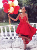 Red High Low Prom Dresses Spaghetti Strap SD1138