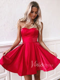 Red Lace Up Strapless Homecoming Dresses with Pockets SD1189
