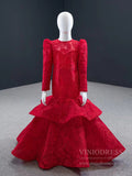 Red Mermaid Prom Dress Little Girls Pageant Dresses FD1192C