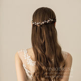 Rose Gold Blossom Hair Vine with Pearls AC1192-Headpieces-Viniodress-Headband-Viniodress