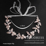 Rose Gold Leaf Bridal Headband and Earrings Set AC1057-Headpieces-Viniodress-Headband-Viniodress