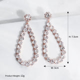 Rose Gold Teardrop Earrings AC1075-Bridal Jewelry-Viniodress-Rose Gold-Viniodress