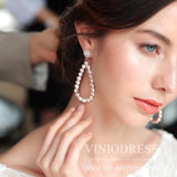 Rose Gold Teardrop Earrings AC1075-Bridal Jewelry-Viniodress-Rose Gold-Viniodress